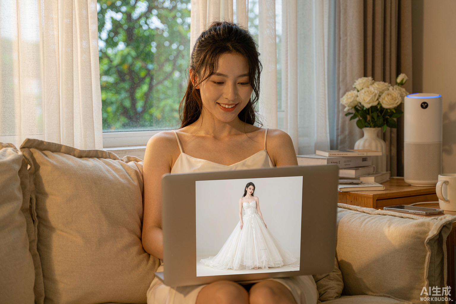 Trying on wedding dresses at home with AI